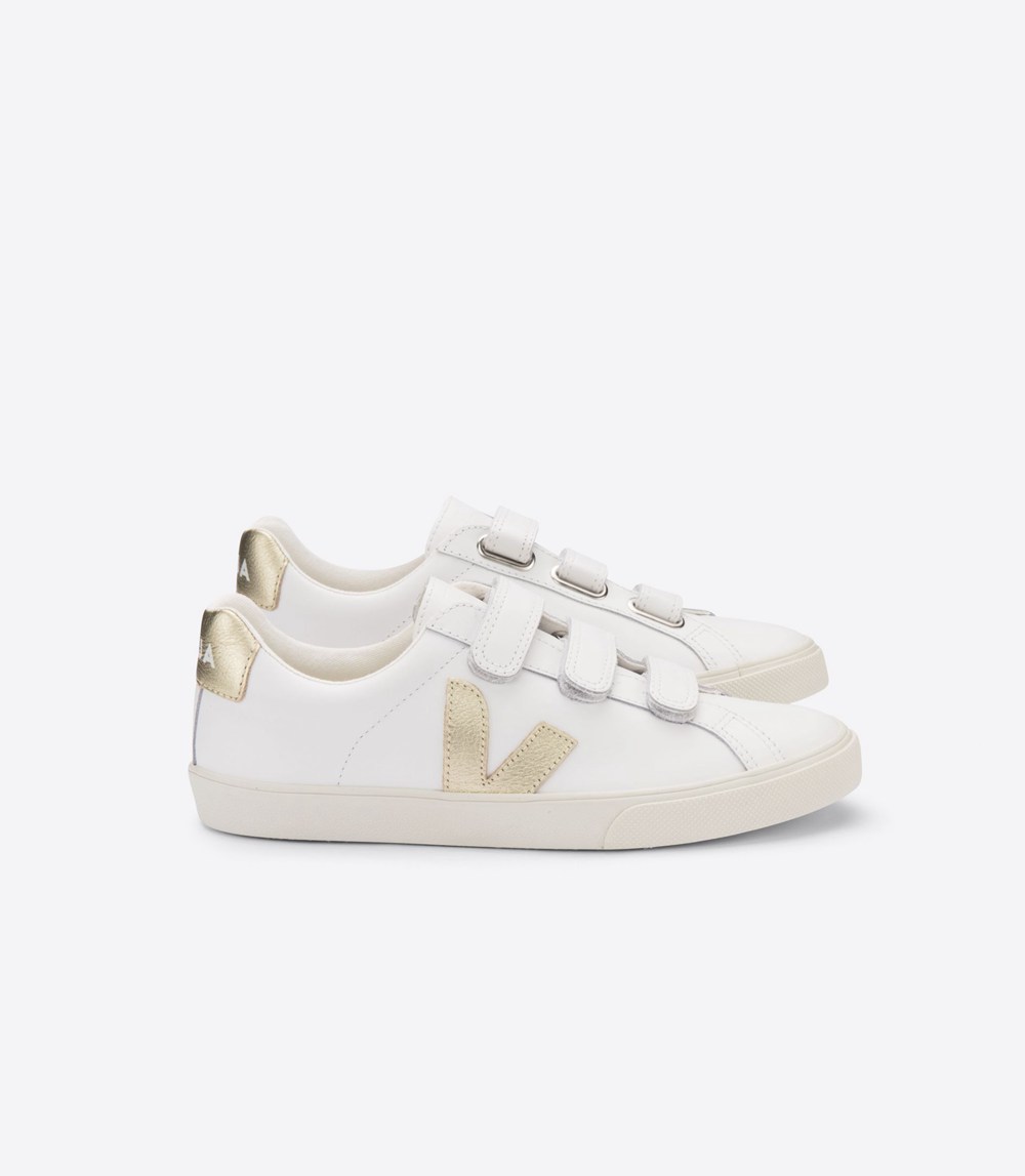 Veja Sneakers Dama - 3-Lock Piele - Albi/Aurii - 0271398-NI